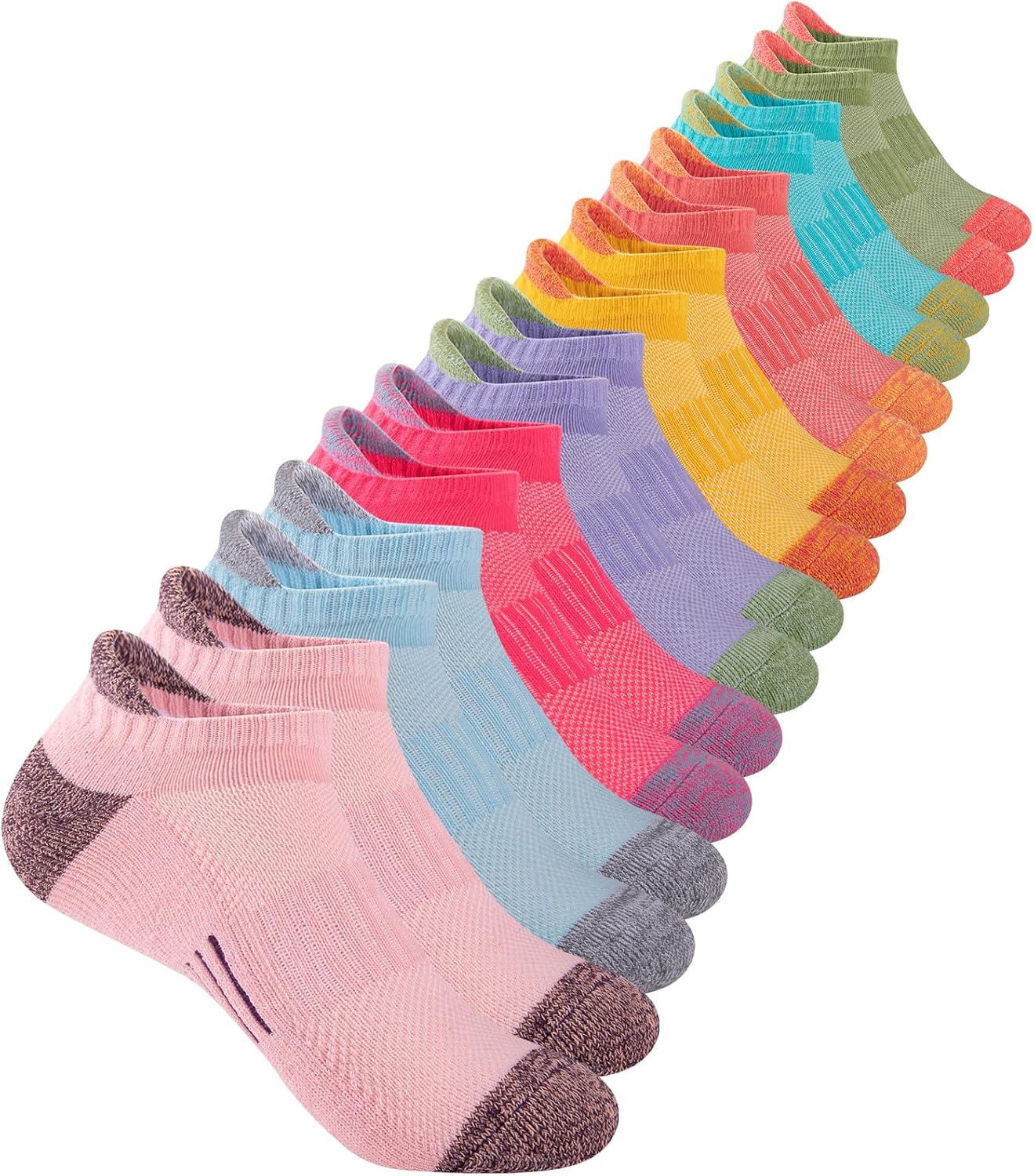 Comfoex Girls Socks Ankle Athletic Socks For Kids 4-6 6-8 8-10 Years Old Short Socks With Cushioned Sole 8 Pairs - necksoother