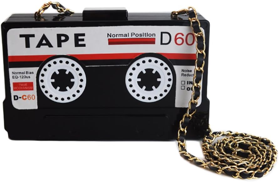 QZUnique Tape Shaped Shoulder Bag Radio Recorder PU Crossbody Bag Women's Retro Evening Bag Handbag Clutch Purse - necksoother