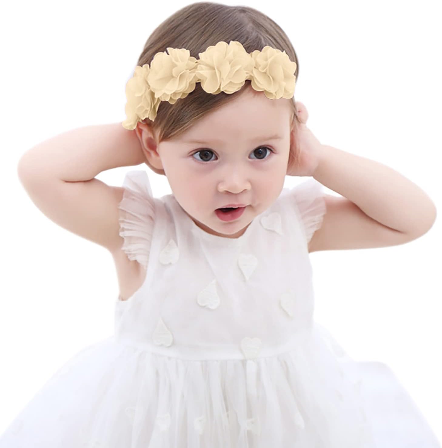 Fmeida Flower Crown Baby Headbands Newborn Floral Birthday Headbands for 4-24 Months - necksoother