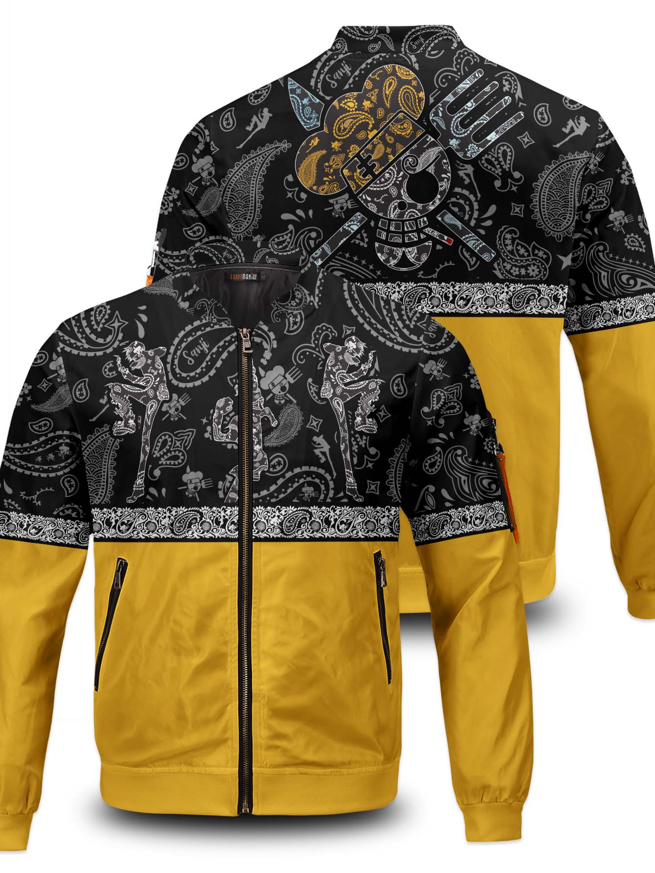 Black Leg Paisley Bomber Jacket - necksoother