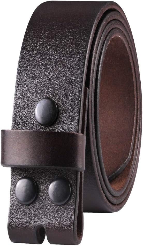 NPET Men's Full Grain Leather Belt Vintage Distressed Style with Snap-On Strap 1 1/2 Wide without Buckle - necksoother