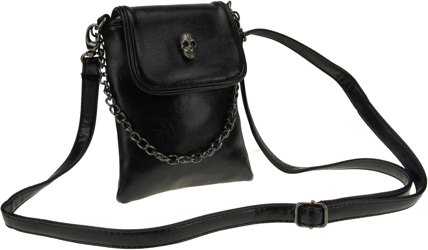 Women Girls Studded Skull Gothic Crossbody Shoulder Bag Travel Leather Handbag Cellphone Purse - necksoother