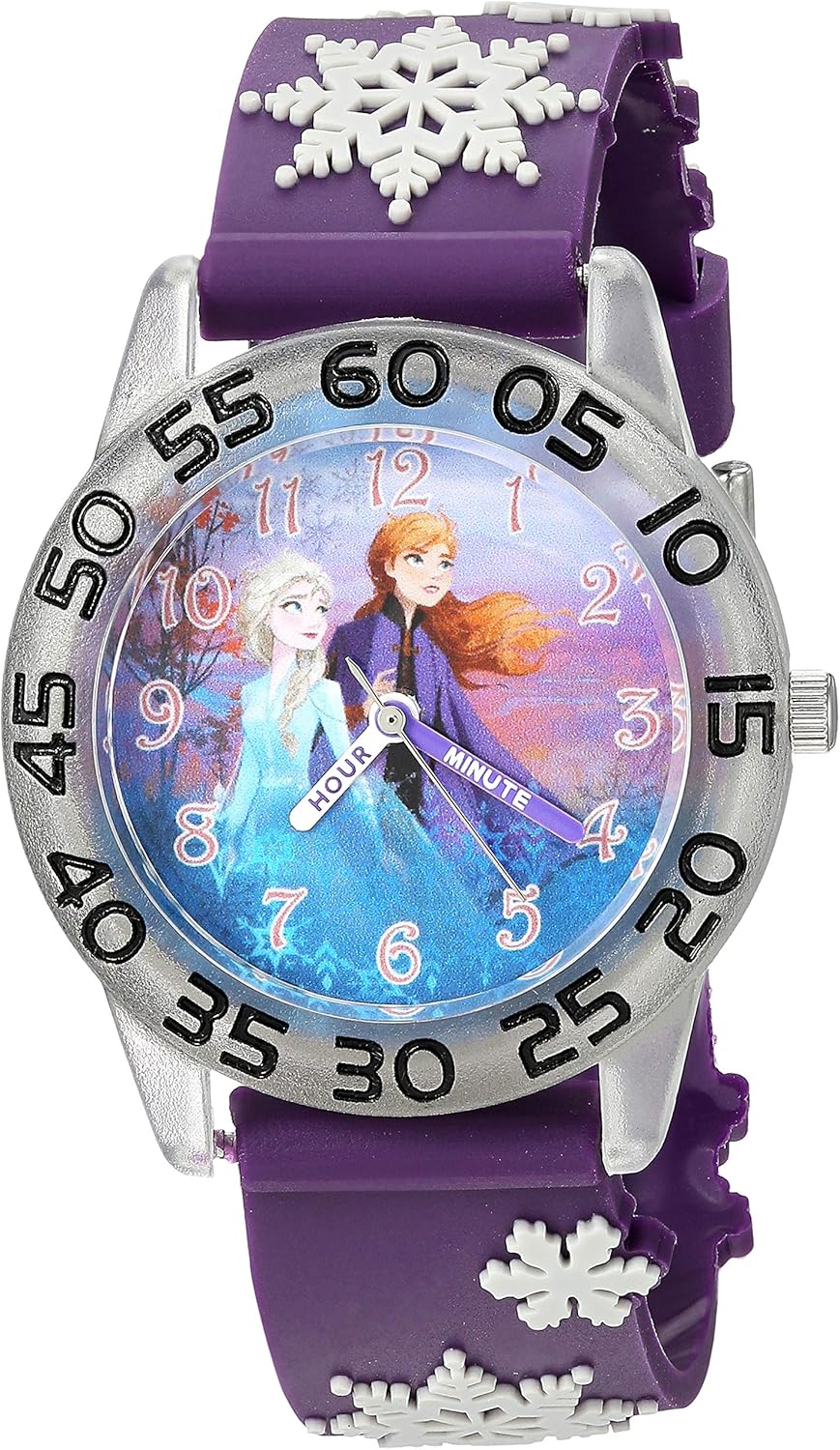 Disney Frozen Kids' Plastic Time Teacher Analog Quartz 3D Strap Watch - necksoother