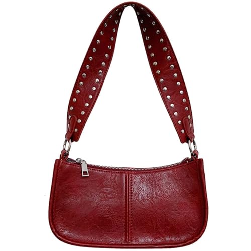 Shoulder Bag for Women Cute Trendy Purse 90s Y2k Bag Vegan Leather Handbags Crossbody Bag with 2 Removable Strap - necksoother