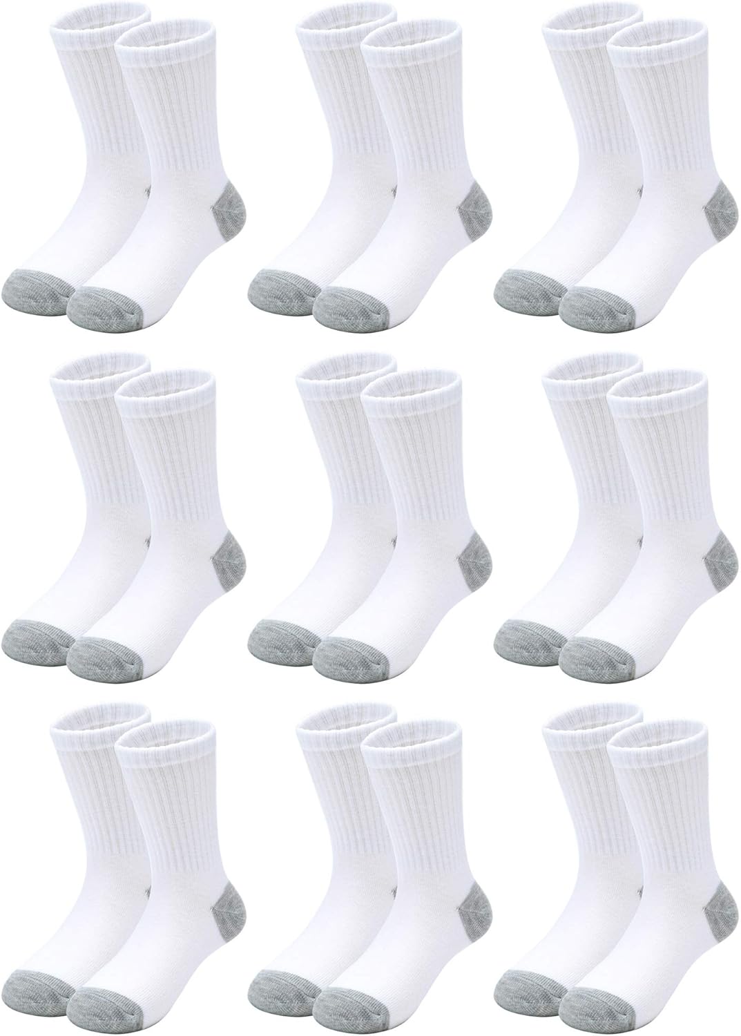 Cooraby 15 Pack Kids Athletic Crew Socks Boys Girls Classics Ribbed Support Socks - necksoother
