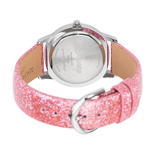 Disney Minnie Mouse Kids' Stainless Steel Time Teacher Analog Leather Strap Watch - necksoother