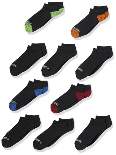 Fruit of the Loom Boys Little 10 Pair Half Cushion No Show Socks. black assort. Small (Shoe Size: 4.5-8.5) - necksoother