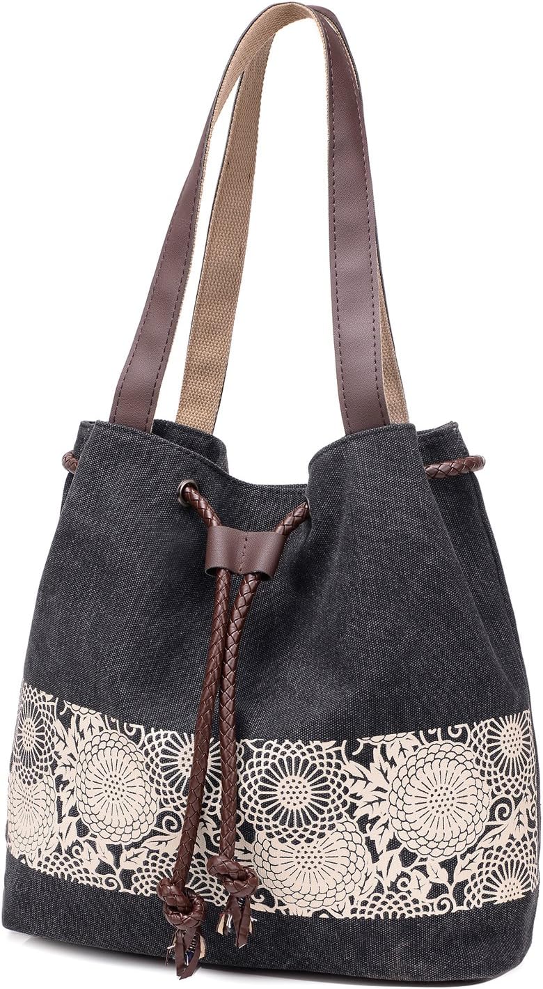 Women Printing Canvas Shoulder Bag Casual Hand Bags Purse Retro Tote Bags - necksoother