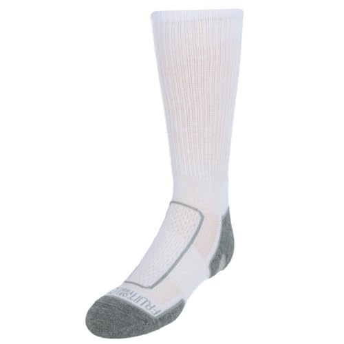 Fruit of the Loom Boys' Big 6-Pair Half Cushion Crew Socks. White Large - necksoother