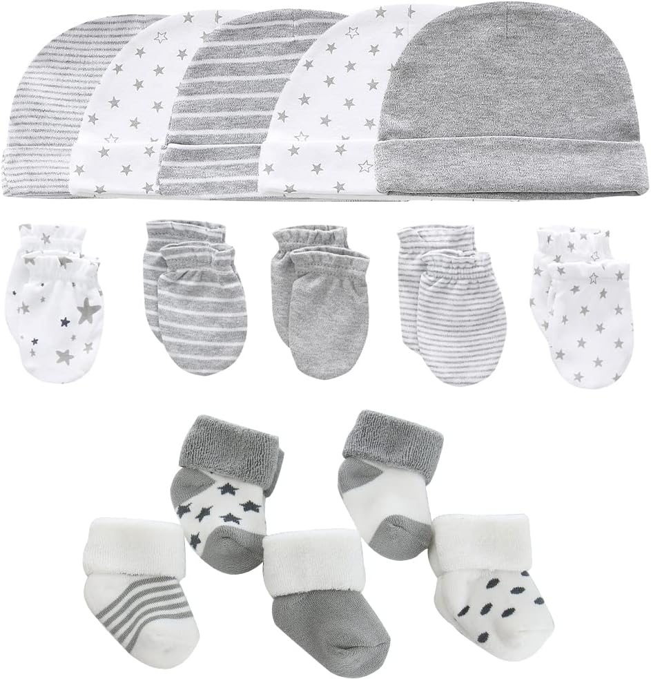 Baby Caps Mittens and Thick Warm Socks Cotton Newborn Essentials Accessories (Hats+Gloves+Terry Socks).0-6 Months - necksoother