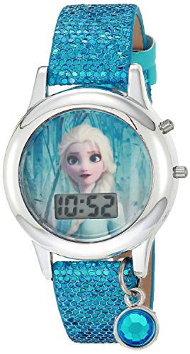 Accutime Disney Frozen Elsa Blue Digital Kids Watch for Toddler Girl with Charm Bracelet (Model: FZN45004AZ) - necksoother