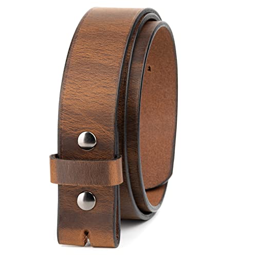 No Buckle Belt | Made in USA Mens Cowboy Belt | 1 1/2 Leather Belt Strap with Snaps - necksoother