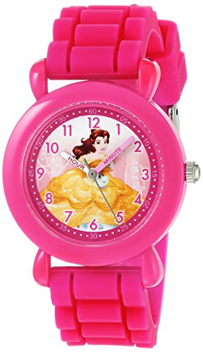 DISNEY Princess Kids' Plastic Time Teacher Analog Quartz Silicone Strap Watch - necksoother