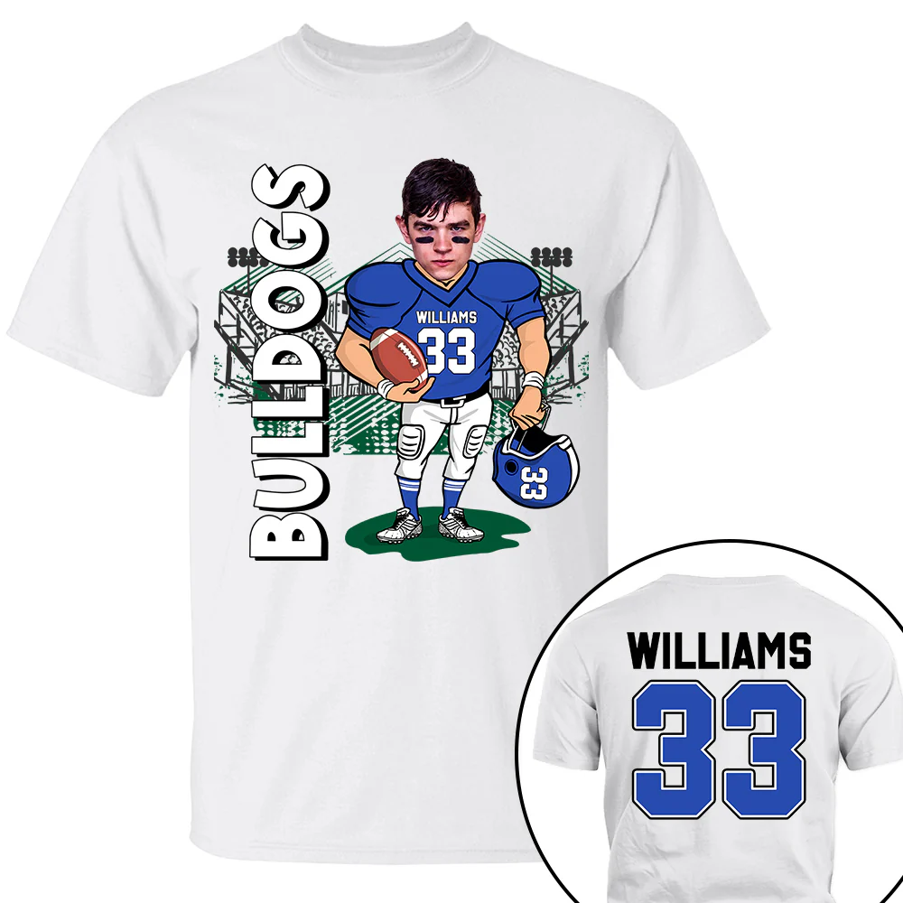 Personalized American Football Caricature Shirt Custom With Photo For Football Player Football Mom Family H2511 - necksoother