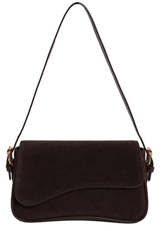 Women's Shoulder Bag Suede Handbag Underarm Purse Tote Bag Brown Suede Purse Y2K Crossbody Bag with 2 Removable Straps - necksoother