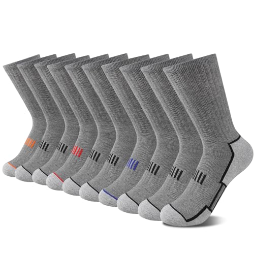 Comfoex 10 Pairs Boys Socks Crew Athletic Calf Long Socks Half Cushioned Socks For Kids 4-6 6-8 8-10 Years Old - necksoother