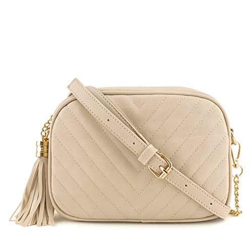 Simple Shoulder Crossbody Bag With Metal Chain Strap And Tassel Top Zipper - necksoother