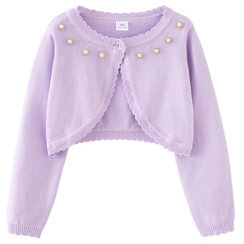 iiniim Baby Kids Flower Girl Long Sleeve Bolero Shrug Open Front Cropped Knitted Cardigan Sweater - necksoother