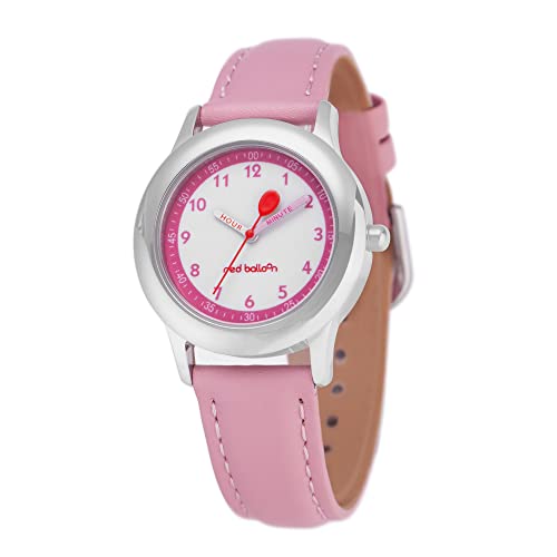 Red Balloon Kids' Stainless Steel Time Teacher Analog Quartz Strap Watch - necksoother