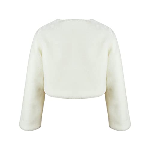 Girls Long Sleeve Cardigan Cotton Bolero Shrug Long Sleeve Top Cute Jacket Outwear White for Girls Size 2-8 - necksoother