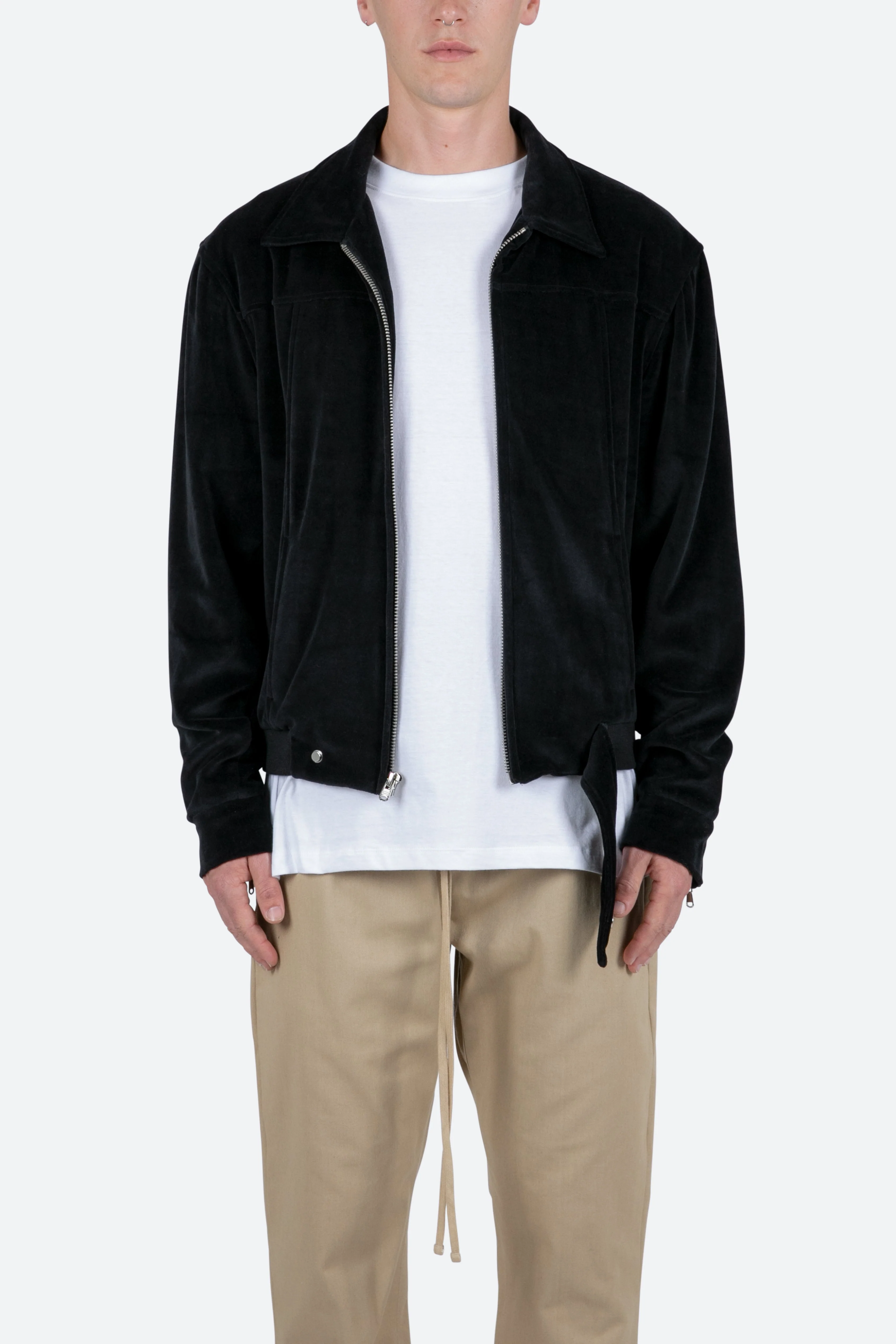 Velour Pilot Jacket - Black - necksoother