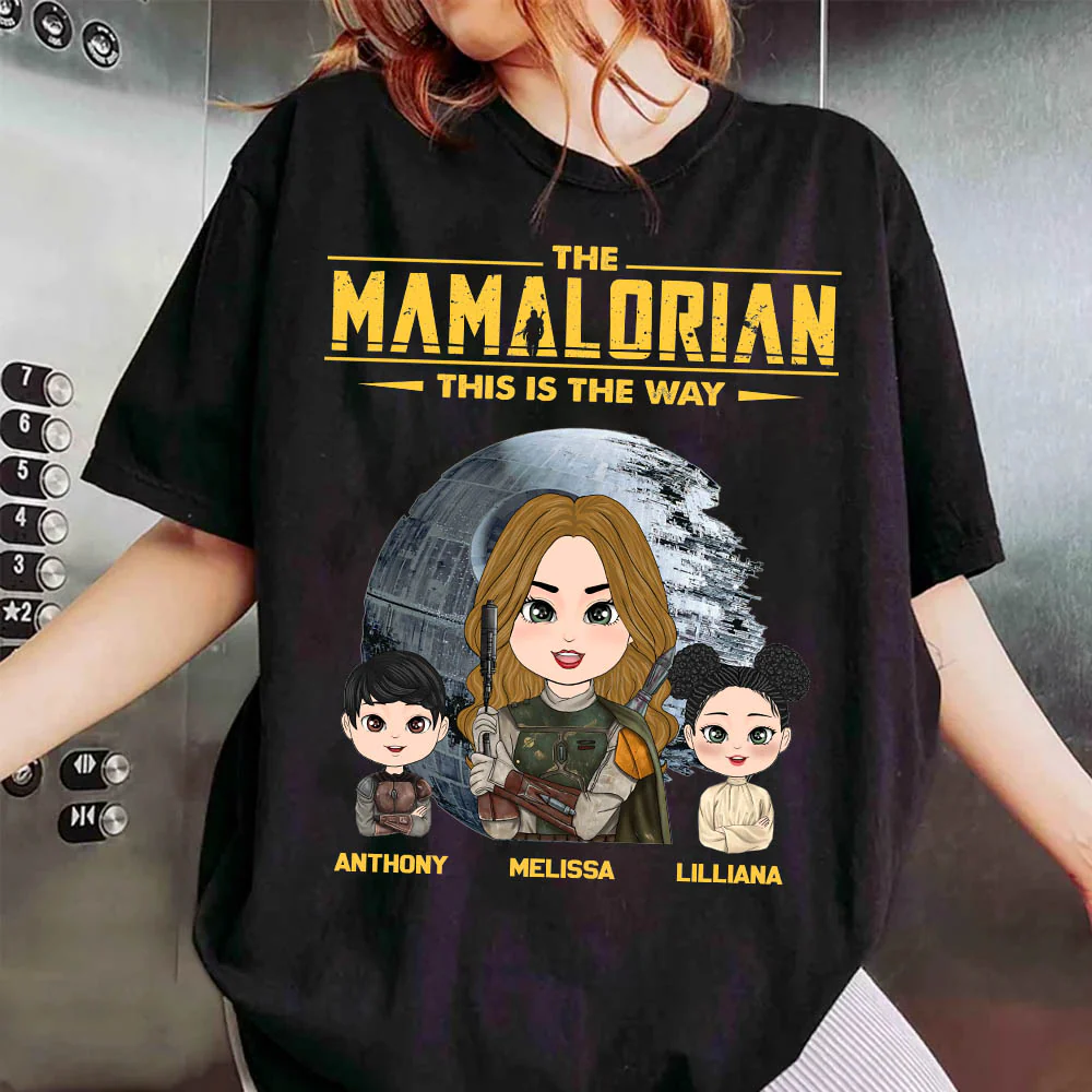 The Mamalorian - Personalized Shirt Gift For Dad Mom Custom Nickname With Kids Dark - necksoother