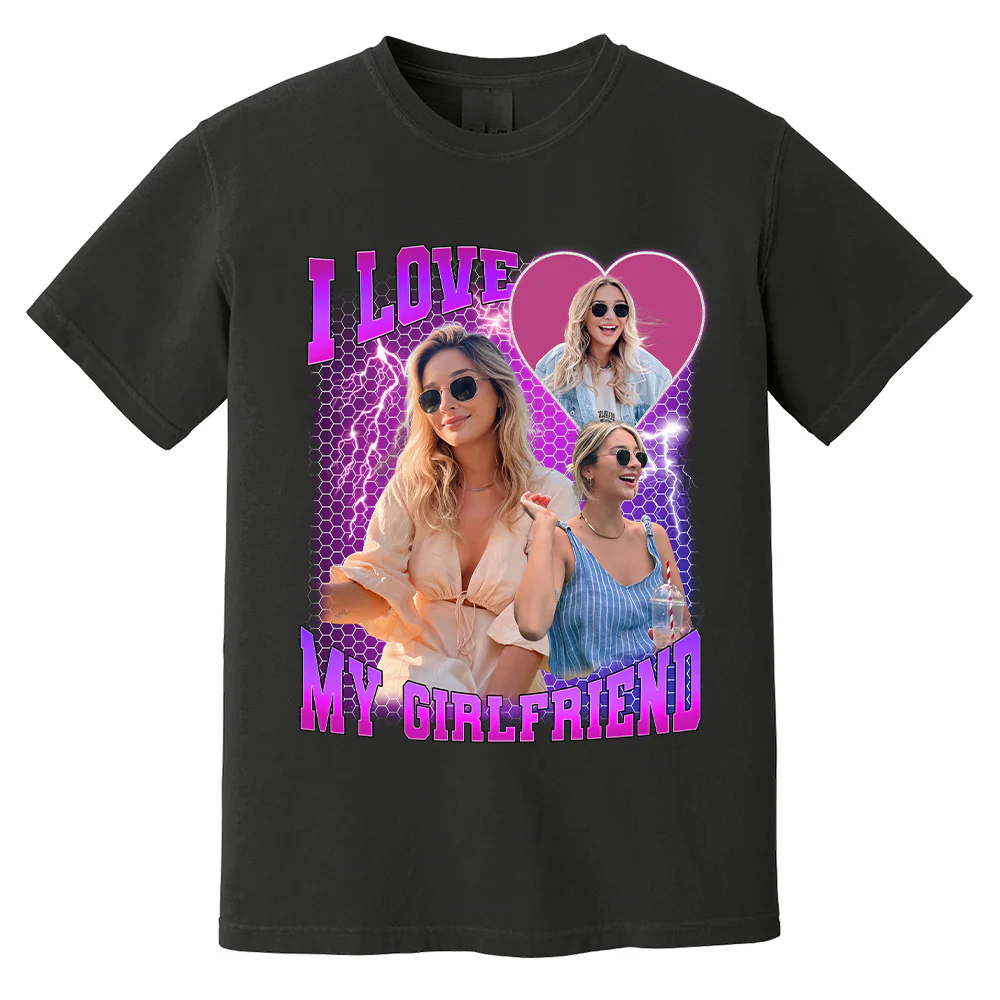 Custom Photo Bootleg Rap I Love My Girlfriend Valentine Shirt Gift For Boyfriend - necksoother
