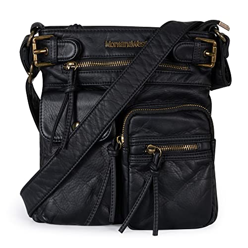 Montana West Crossbody Bag for Women Soft Washed Leather Multi Pocket Shoulder Purses - necksoother