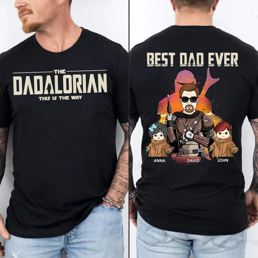 Best Dad Ever - The Dadalorian Personalized Shirt Gift For Dad - Custom Father's Day Gift - necksoother