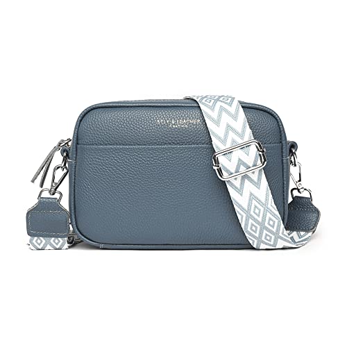 Crossbody Bag for Women Genuine Leather Wide Strap Shoulder Bag Purse Trendy Design Camera Crossbody Purse Top Zip - necksoother