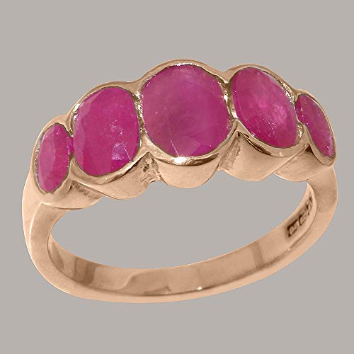 Solid 9k Rose Gold Natural Ruby Womens Band Ring - Sizes 4 to 12 Available - necksoother