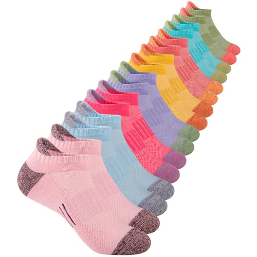 Comfoex Girls Socks Ankle Athletic Socks For Kids 4-6 6-8 8-10 Years Old Short Socks With Cushioned Sole 8 Pairs - necksoother
