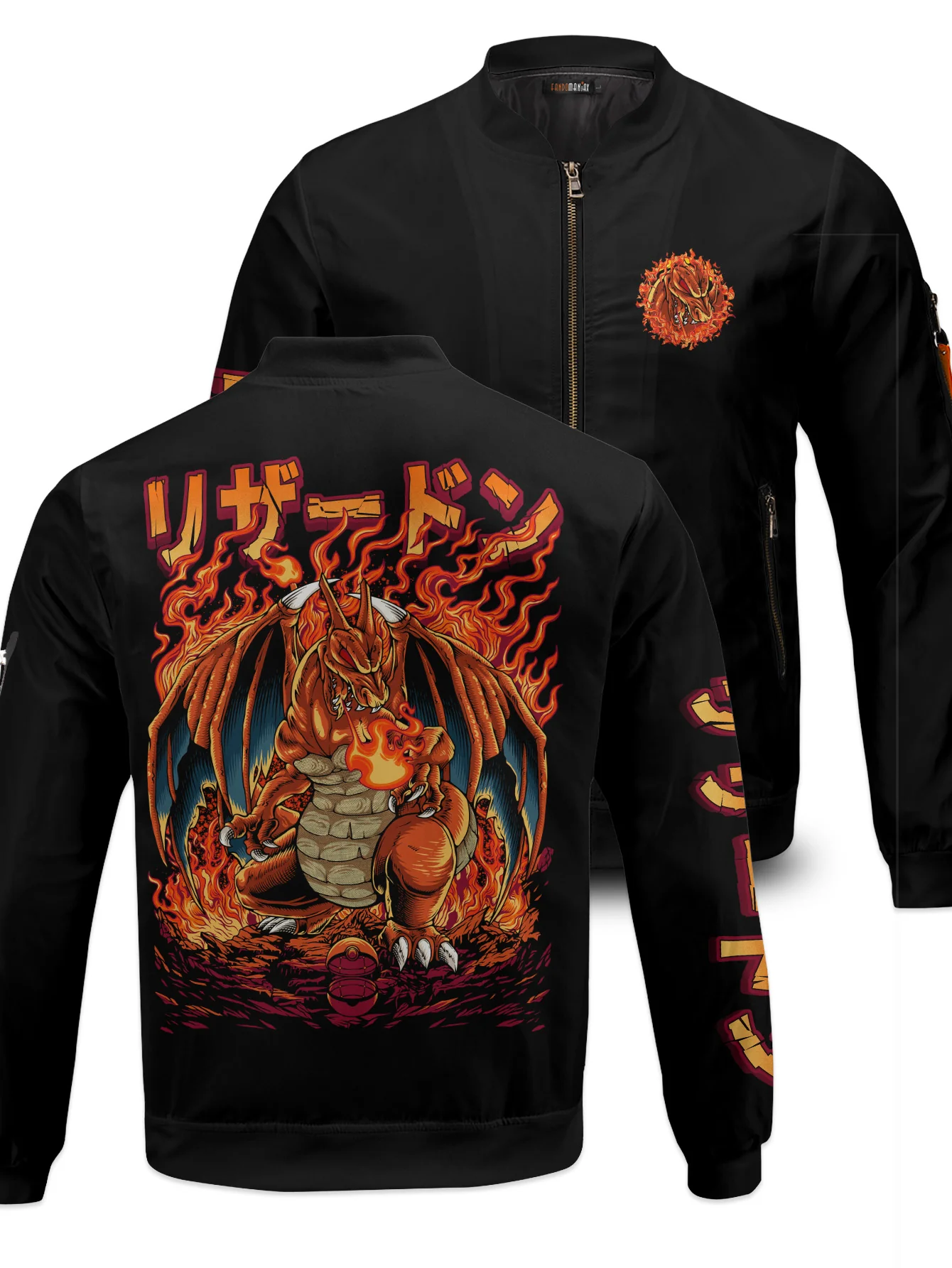 Poke Fiery Dragon Bomber Jacket - necksoother