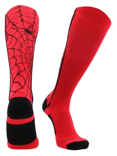 MadSportsStuff Spider Soccer Socks for Boys Girls Men Women Youth and Adult Over the Calf Black Widow - necksoother