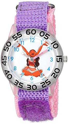 Disney Moana Kids' Plastic Time Teacher Analog Quartz Nylon Strap Watch - necksoother