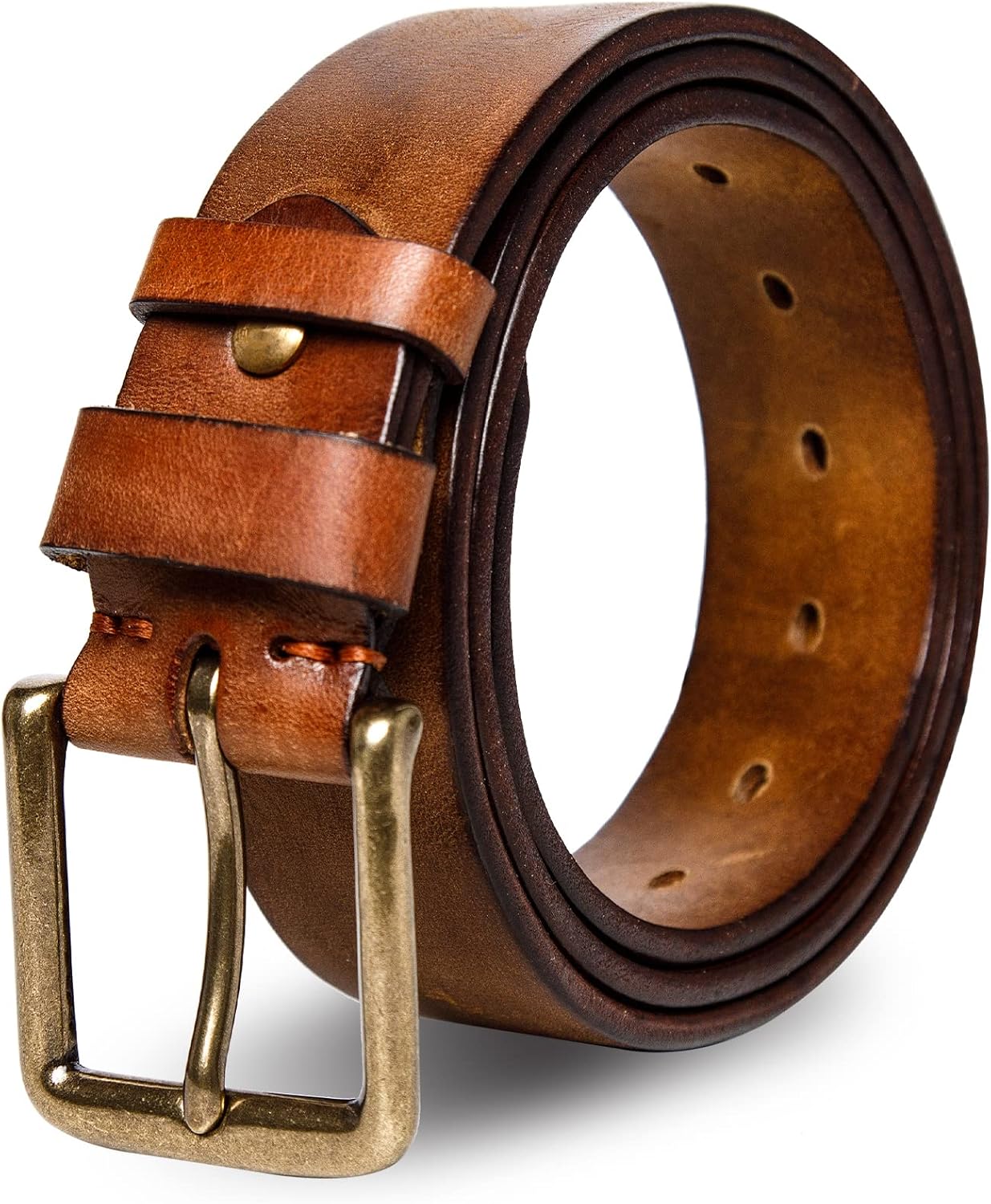 Thicken Full Grain Leather Mens Belt Heavy Duty Mens Work Belt Mens Belt High Hardness Buckle Packed In Gift Box - necksoother