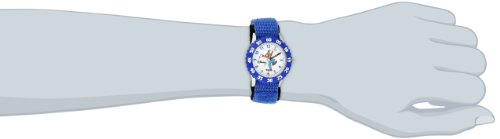 Disney Kids' Bezel Stainless Steel Time Teacher Analog Nylon Strap Watch - necksoother
