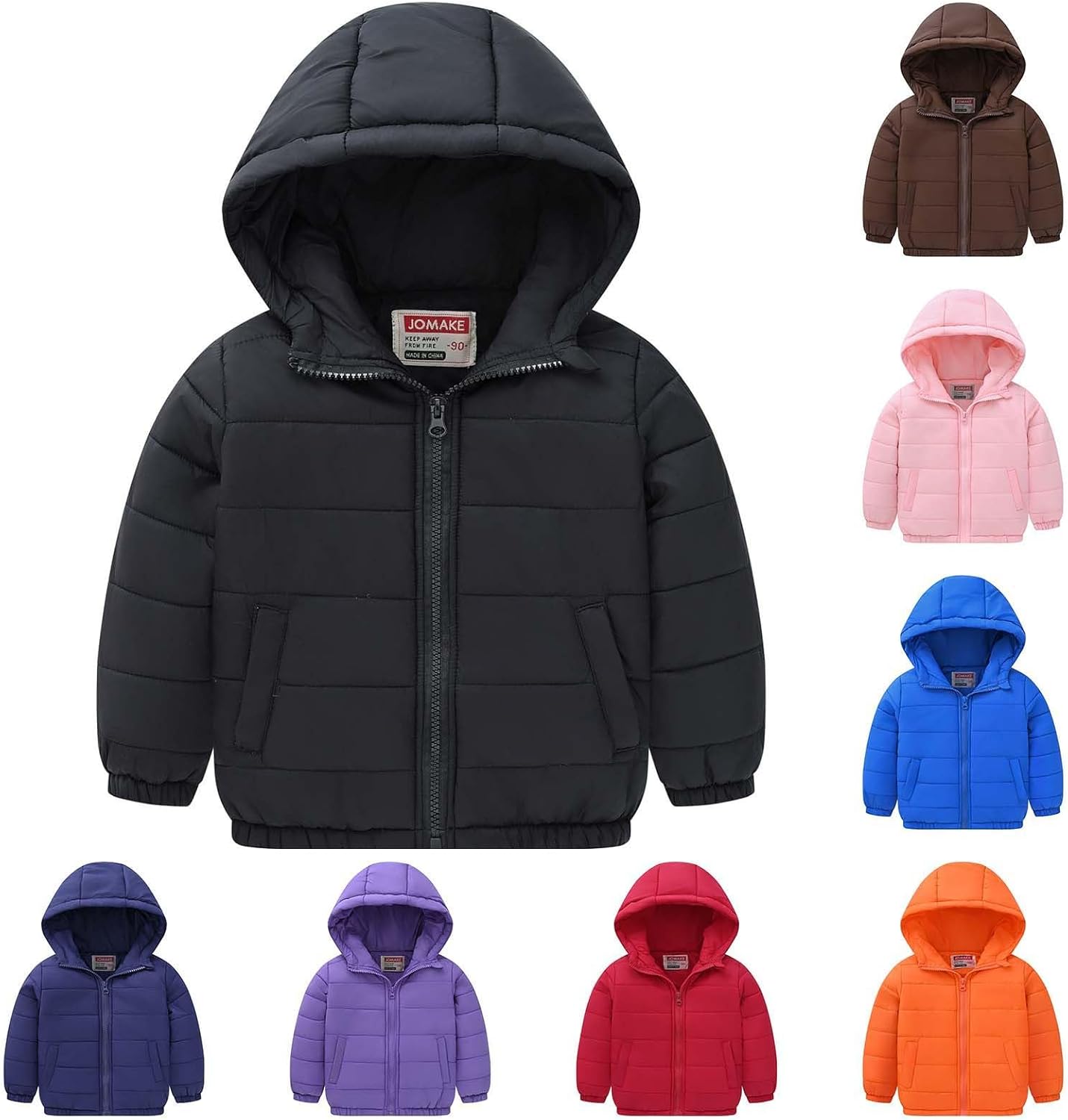 Unisex Toddler Winter Coat Hooded 2024 Fashion Solid Outwear Long Sleeve Zip Up Cropped Parkas with Pocket 1-10 Years - necksoother