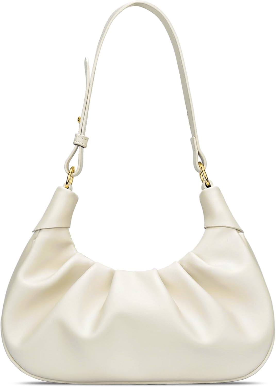 KKXIU Shoulder Bag Crescent Handbag Ruched Purse Underarm Bag Mini Hobo for Women.Detachable Gold Chain Crossbody Bag - necksoother