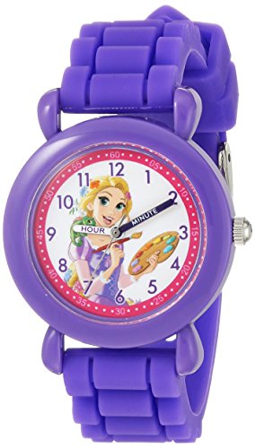 DISNEY Princess Kids' Plastic Time Teacher Analog Quartz Silicone Strap Watch - necksoother