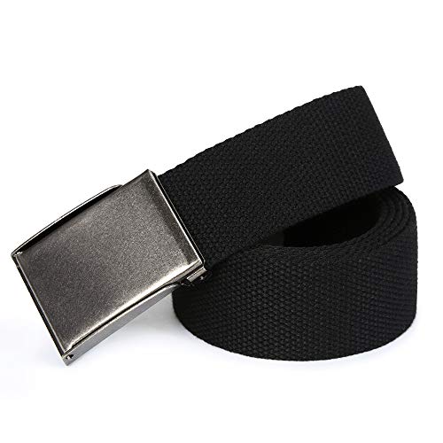Mile High Life Canvas Web Belt | Cut to Fit Up to 52 | Flip-Top Matte Silver Nickel Buckle 12 Colors - necksoother