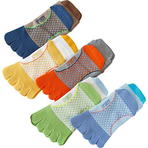 FAMKIT Kids Toe Socks 5 Pair Children Five Finger Toe Socks Breathable Cotton Sports Five Finger Socks for 3-12 Years - necksoother