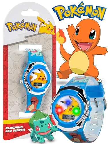 Accutime Pok��mon Kids' Quartz Watch with Plastic Strap. Blue. 16 (Model: POK4237AZ) - necksoother