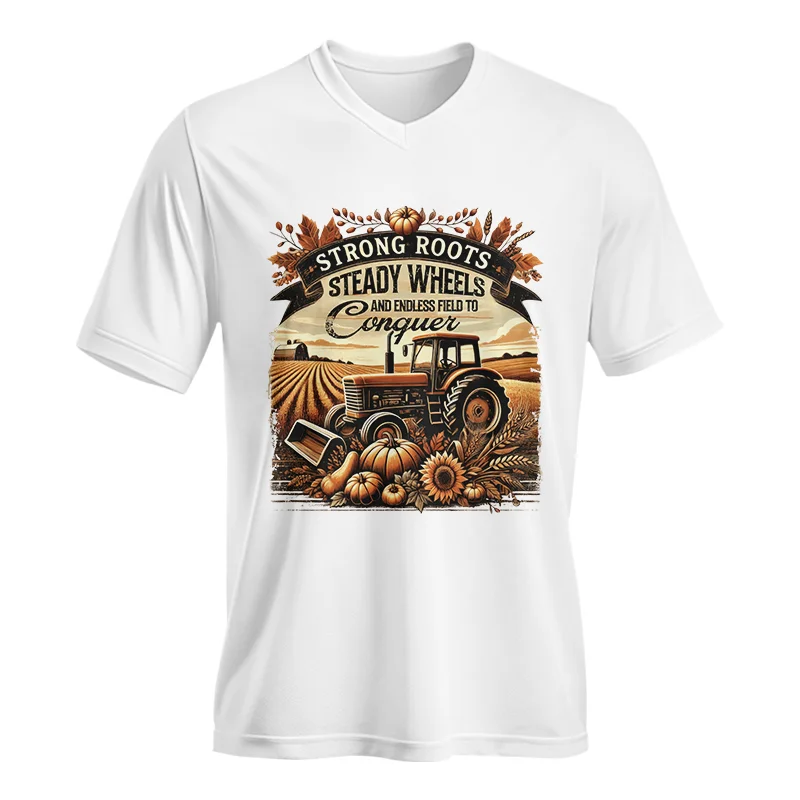 Thanksgiving Farmer Endless Fields To Conquer 2 - Unisex Jersey Short Sleeve V-Neck Tee - necksoother