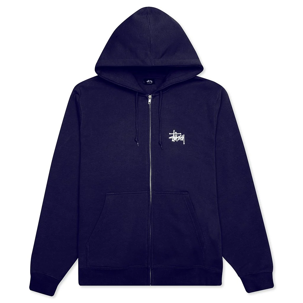 Basic Zip Hoodie - Navy - necksoother