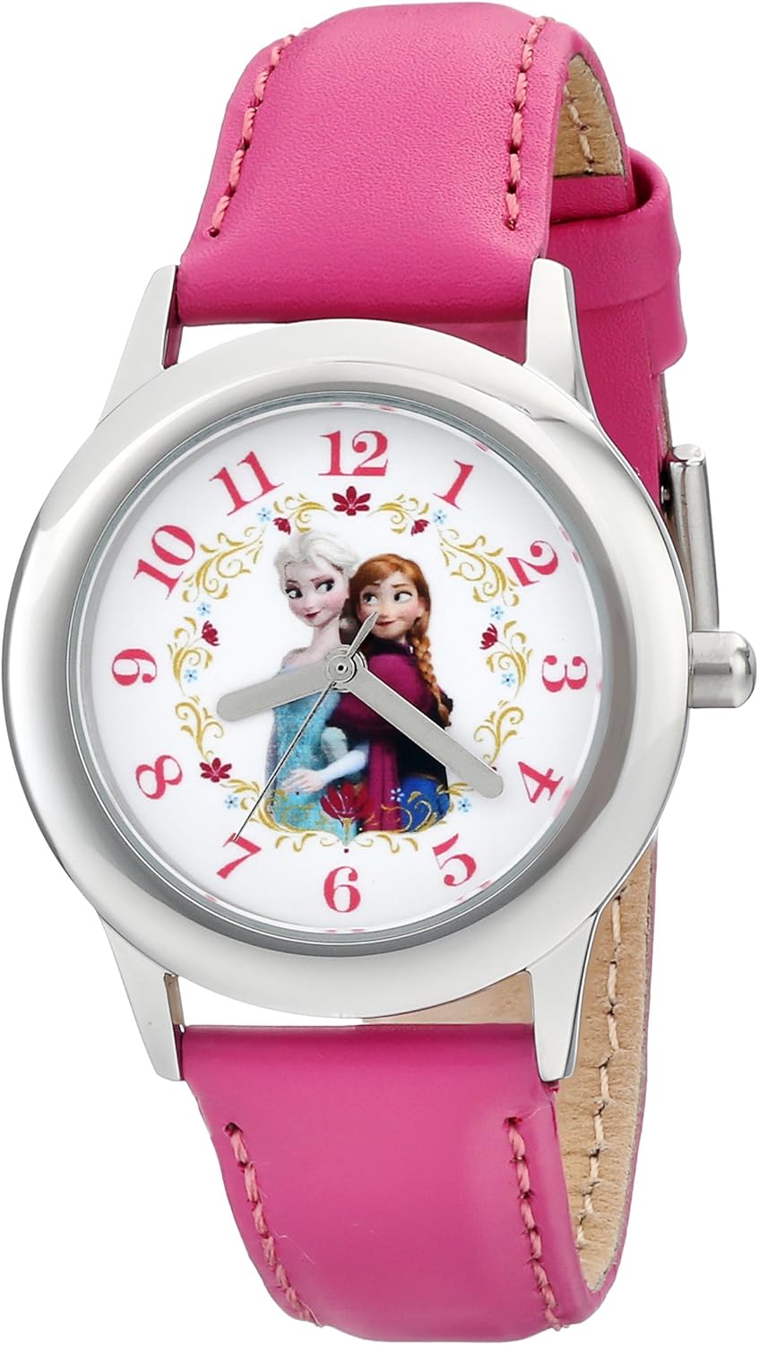 DISNEY Frozen Kids' Stainless Steel Time Teacher Analog Quartz Strap Watch - necksoother