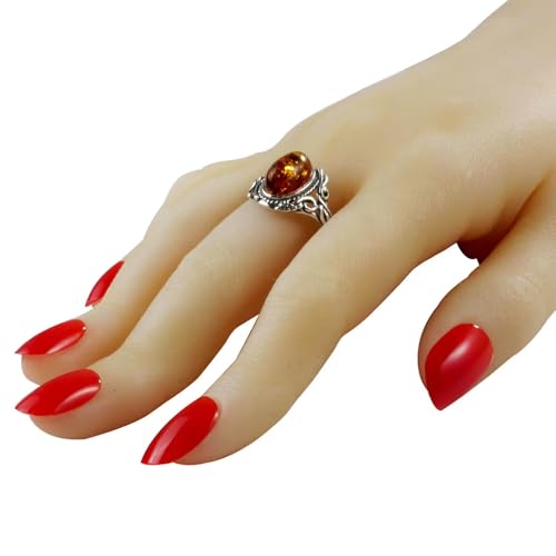 HolidayGiftShops Sterling Silver and Baltic Honey Amber Ring Georgine - necksoother