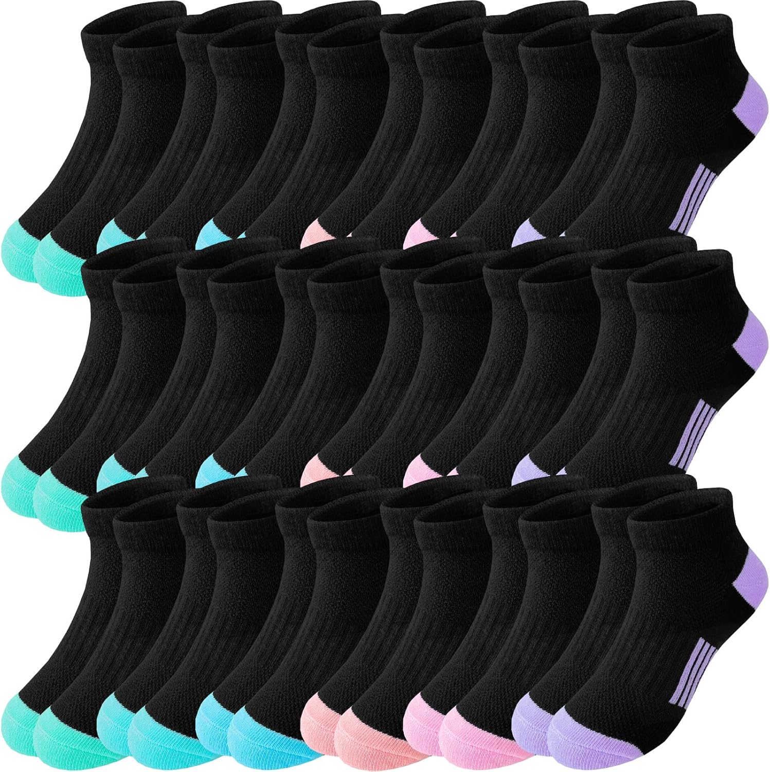 Bemeol Girls Socks 18 Pairs Ankle Socks for Girls Soft Athletic Low Cut Socks - necksoother