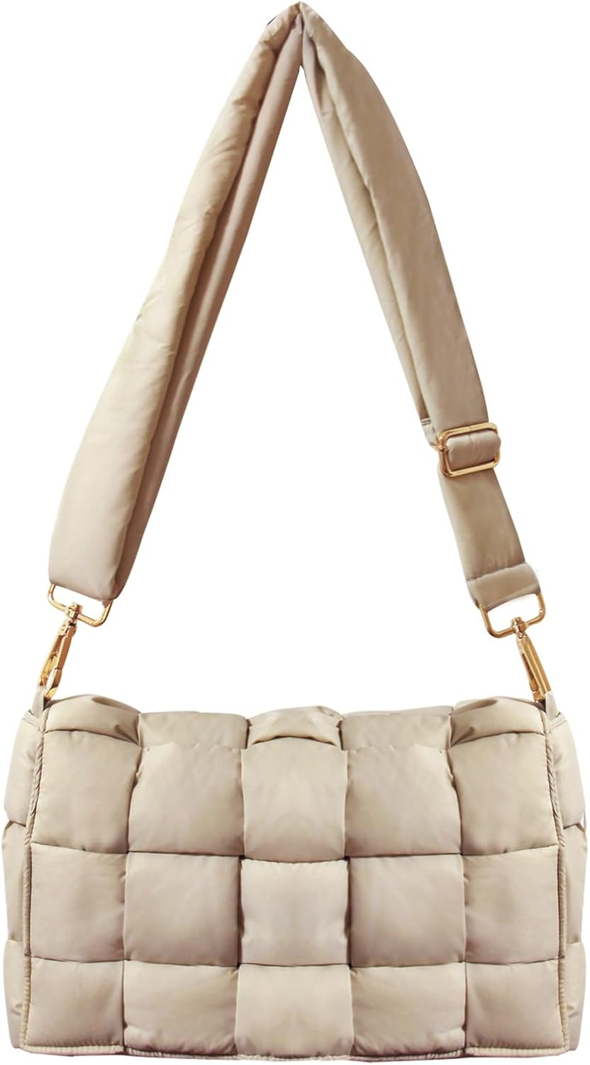 NAARIIAN Puffer Woven Bag Crossbody Purse for Women Padded Cassette Shoulder Bags Trendy Handbags Messenger - necksoother
