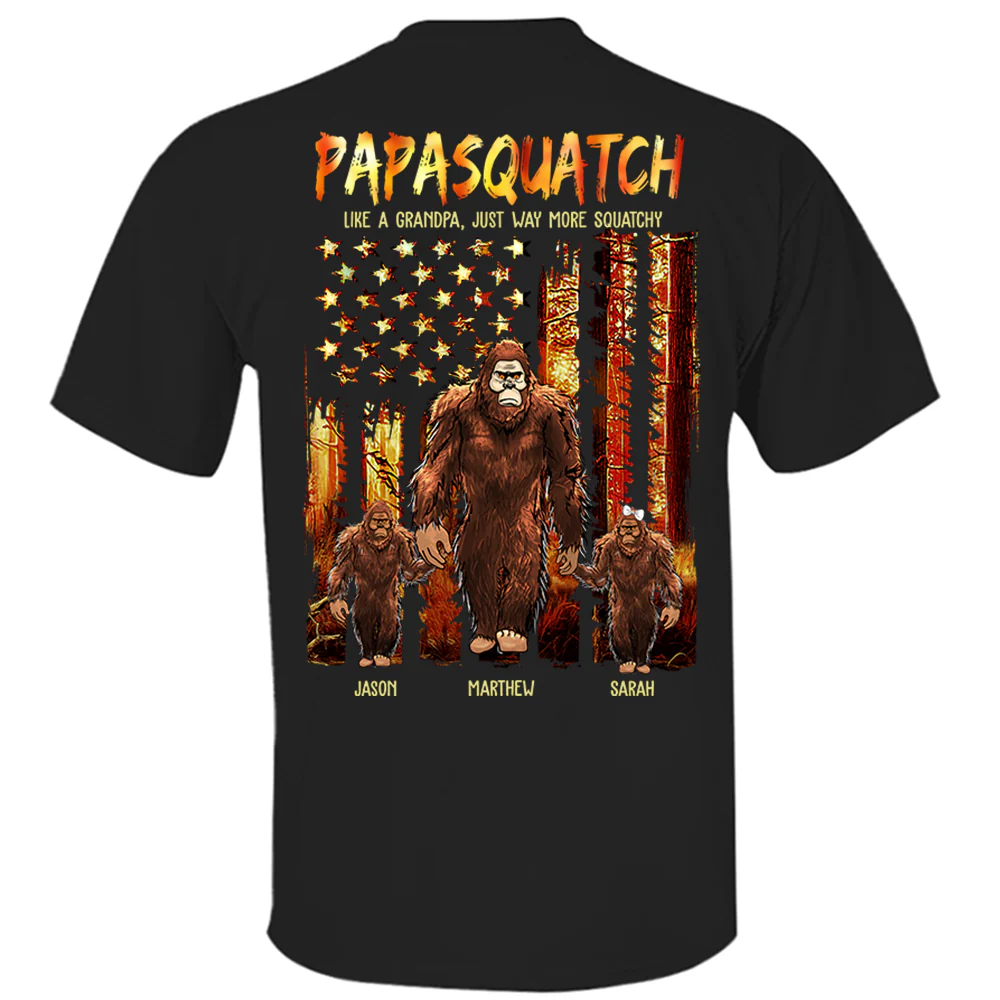 Papasquatch Like A Grandpa Just Way More Squatchy - Personalized Bigfoot Vintage Shirt Gift For Dad & Grandpa vr4 - necksoother